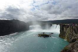 Godafoss, the waterfall of Gods: A panoramic picture