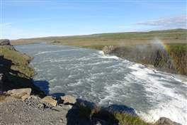 Wasserfall von Gullfoss: den Fluss Hvítá