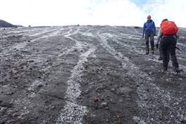 Education tour on the glacier Kverkjokull: dirty ice