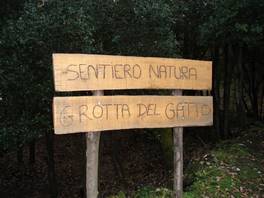 The Grotta del Gatto: the sign of the entrance of the path.