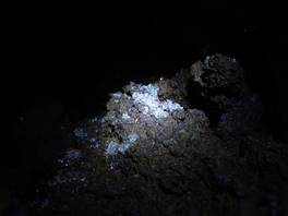 Der 'Grotta del Lago' weg, auf dem vulkan Ätna: Eiskristalle