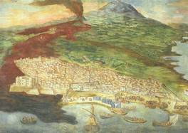 Monti Rossi Nicolosi nature trail: picture of the fresco representing the eruption