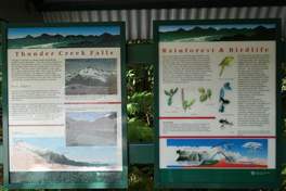 The Thunder Creek Falls - New Zealand: information sign